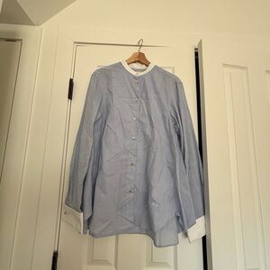 Wales Bonner Light Blue Shirt with White Band Collar